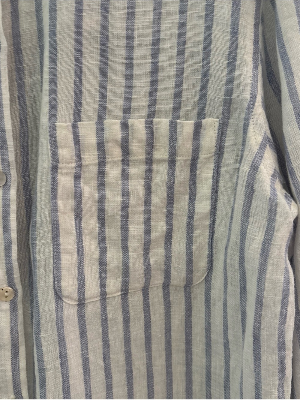 Tahari L Light Blue/White Striped 100% Linen L/S Button Up Shirt Coastal Beachy - Picture 7 of 12